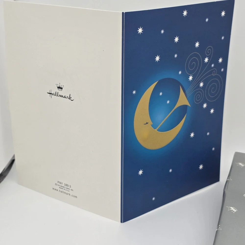 Vtg Hallmark New Year Cards 9ct Blue Gold Celestial Moon Stars Y2K Whimsical 90s